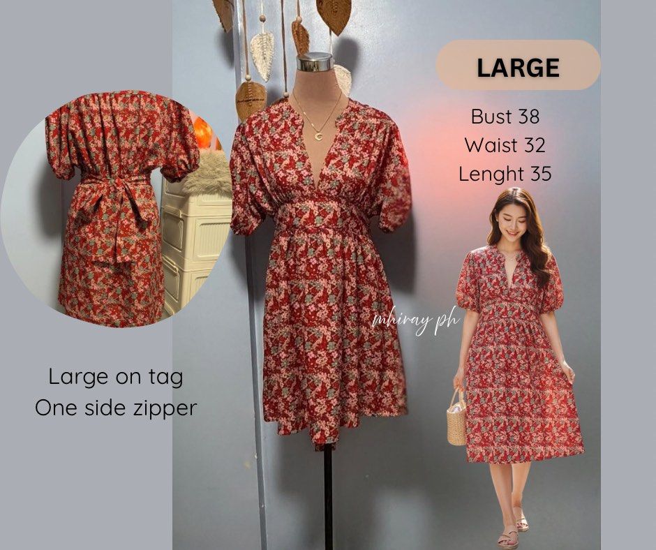 Red floral dress M-Large (Category: Dresses) located in Manila. Submitted by mhiray_ph28 (Listing ID 1438095896, Image 1). Description: .
