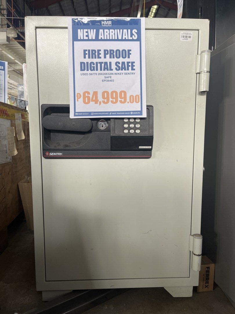 Sentry Fire Proof Digital Safe (Category: Safe) located in Manila. Submitted by prittielei (Listing ID 1437950282, Image 2). Description: - Brand new Sentry Digital Safe - Fireproof - Digital keypad for easy access - Includes a handle - Price: ₱64,999.00 - Batteries not included.