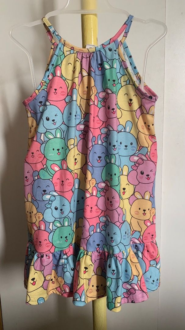 Shein 4Y Bunny Print Dress (Category: Babies & Kids Fashion) located in Quezon City. Submitted by warmrabbit_414908 (Listing ID 1437952672, Image 3). Description: - Shein dress with adorable bunny print - Size: 4Y - Features a halter neckline - Ruffled hem design - Made from lightweight fabric - Ideal for summer wear.
