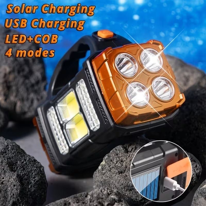 Solar flashlight rechargeable heavy duty flashlight long range search light big flashlight (Category: Hiking & Camping) located in Caloocan City. Submitted by salvanter. (Listing ID 1437955598, Image 2). Description: - Heavy-duty solar rechargeable flashlight - Long-range searchlight - Can be used as a power bank - Double-side lights with independent switches - Solar and USB charging - 4 modes - Perfect for camping, outdoor work, and emergencies.
