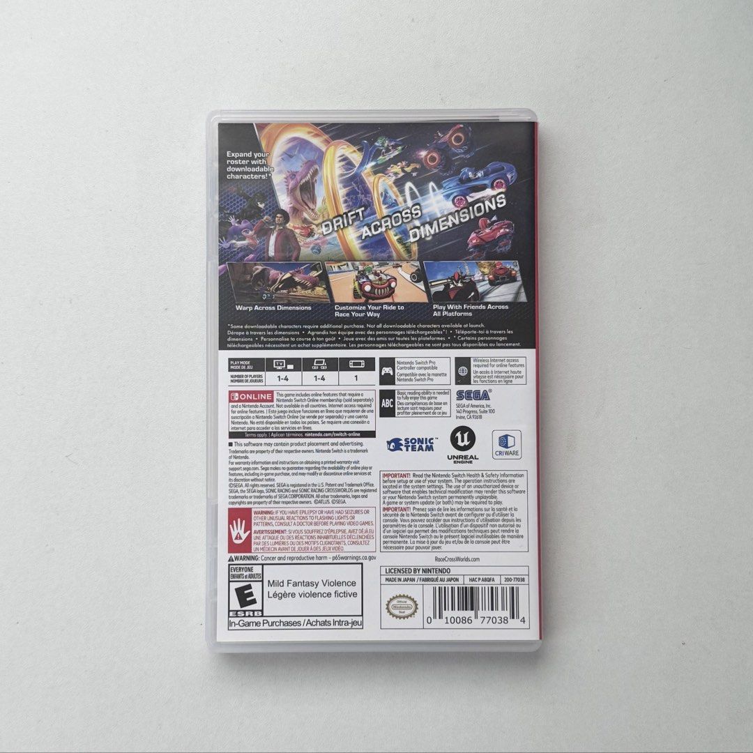 Sonic Racing: CrossWorlds - Nintendo Switch (Category: Nintendo) located in Taytay. Submitted by fulllsun (Listing ID 1437964672, Image 2). Description: - updates with new characters each month - mario kart like racing game - unused sonic rumble free item code - can trade with ps5 version mop: gcash gotyme or maribank mod: ggx flash or sdd.