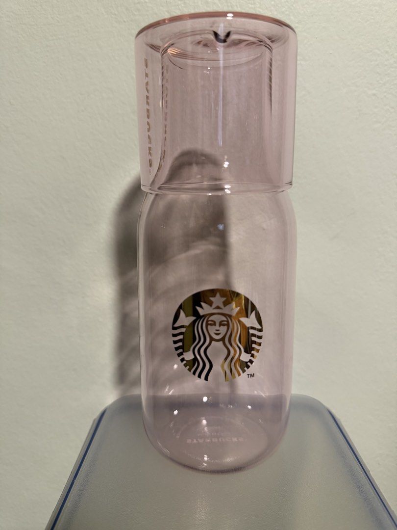 Starbucks Pink Glass Water Bottle with Lid