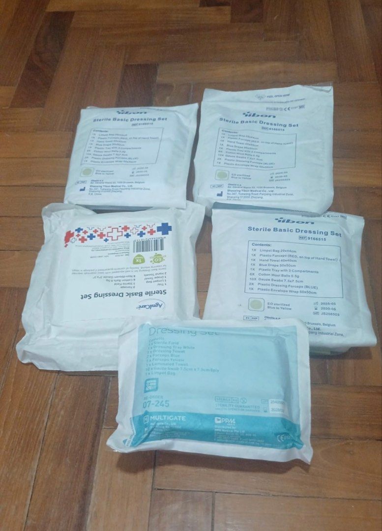 Sterile Basic Dressing Set (Category: Medical Supplies & Tools) located in Singapore. Submitted by ashmooni (Listing ID 1438071909, Image 1). Description: - Sterile basic dressing set. - Includes components for wound care. - Suitable for medical professionals and home use. - Contents as shown in images..
