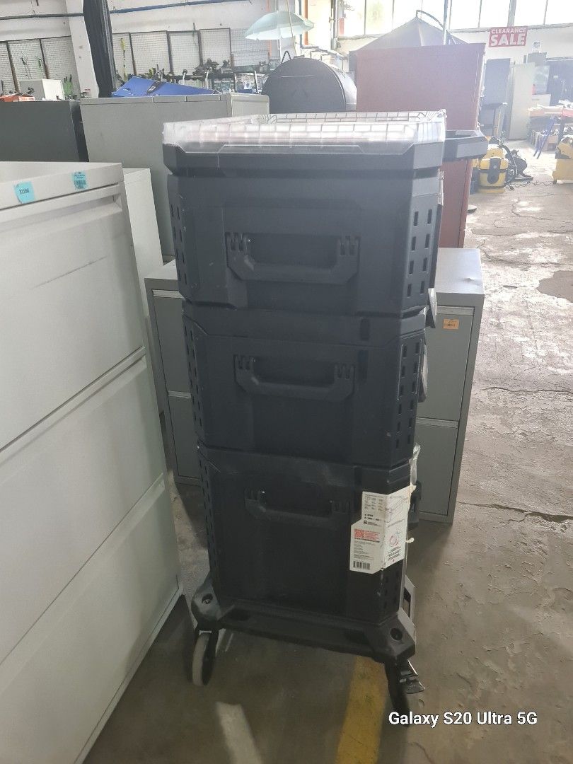 Toughbuilt StackTech Rolling Toolbox (Category: Storage Boxes & Baskets) located in Makati City. Submitted by mandiajan62104 (Listing ID 1437986537, Image 3). Description: - Toughbuilt StackTech Rolling Toolbox - Durable construction for tough jobs. - Multiple compartments for organized storage. - Rolling base for easy transport. - Modular design for stacking and customization. - Features Toughbuilt branding and orange accents. - Includes handles