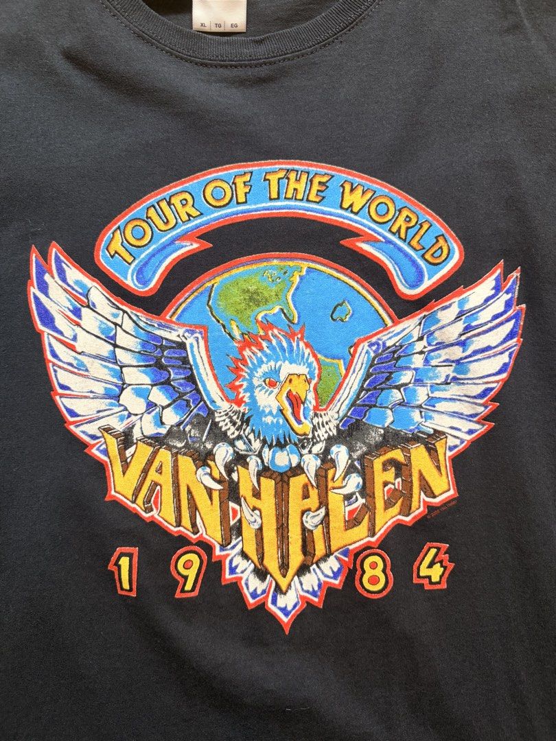 Van Halen Shirt (Category: Tshirts & Polo Shirts ) located in Pura. Submitted by prophet_able.finds (Listing ID 1438086604, Image 3). Description: Van Halen 1984 Tour of the World shirt Gildan Heavy Cotton tag Dimes: 23/31 fits XL to 2XL Condition: 9/10 Issues: Minimal crackprints Price: 600 + sf .
