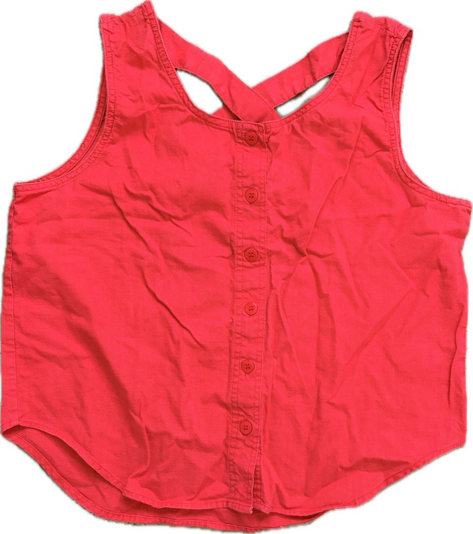 Victoria Harbor Red Tank Top (Category: Sleeveless) located in Manila. Submitted by hey_dassah (Listing ID 1437990340, Image 1). Description: - Victoria Harbor red tank top - Size: Medium - Design: Button-down front, criss-cross back - Made in Bangladesh - Versatile style: Dress up or down - Perfect for warm weather or layering.