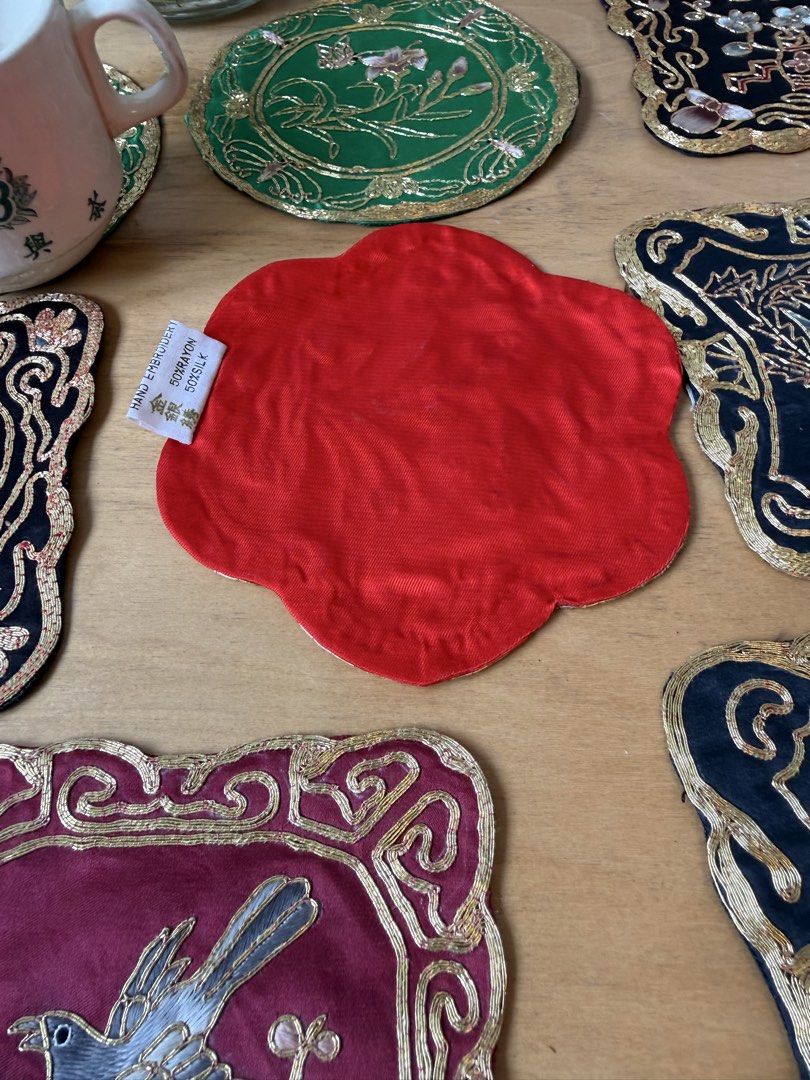 Vintage Embroidered Silk Coasters454801653950074882