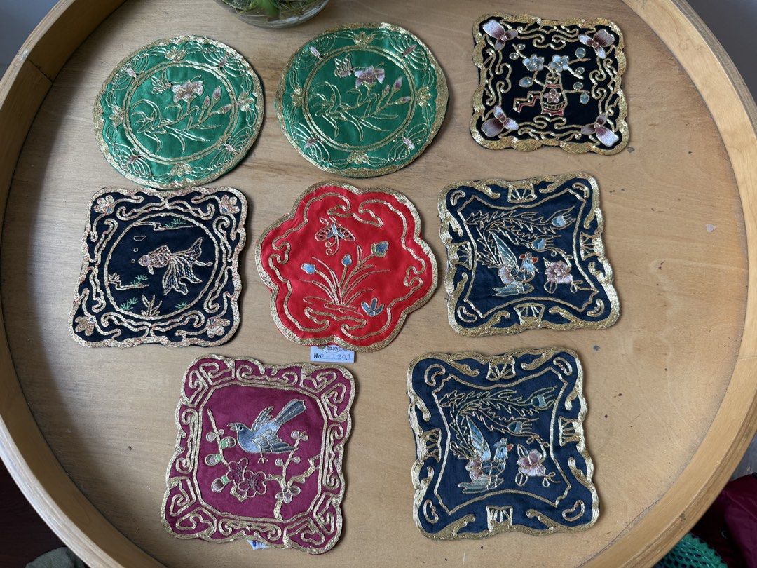 Vintage Embroidered Silk Coasters454801653950074880