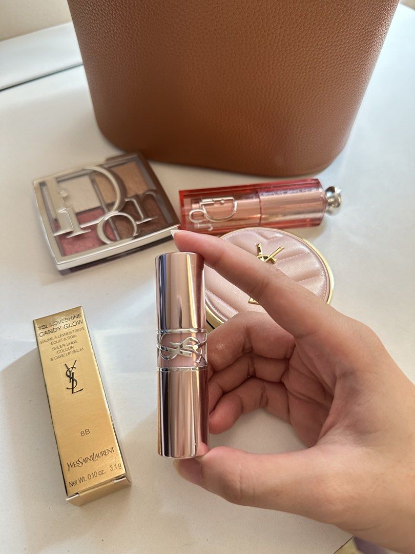YSL Loveshine Candy Glow 8B Lip Balm (Category: Makeup) located in Makati City. Submitted by trixxrvr (Listing ID 1437942429, Image 2). Description: - YSL Loveshine Candy Glow Lip Balm - Shade: 8B - New, in original packaging - Tinted color and shine - Perfect for a touch of color and hydration - Used only 3x Location: General Trias Cavite RFS: too many lip balm products .