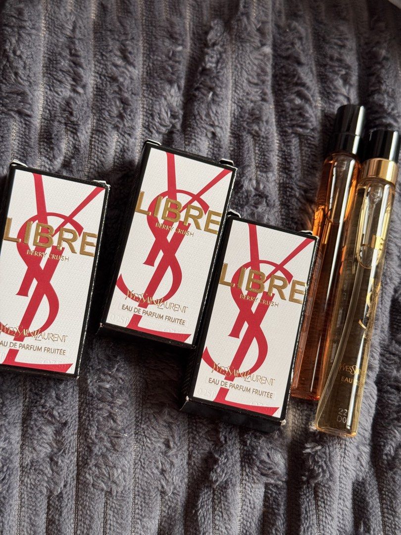 Yves Saint Laurent Libre Berry Crush EDP (Category: Fragrance & Deodorants) located in Manila. Submitted by celineeees (Listing ID 1438077324, Image 2). Description: YSL Libre berry crush EDP 7.5ml - ₱1250 Libre & Black opium 10ml - ₱1k each lalamove/grab/j&t valenzuela/qc/pasig/makati all depends on sched.
