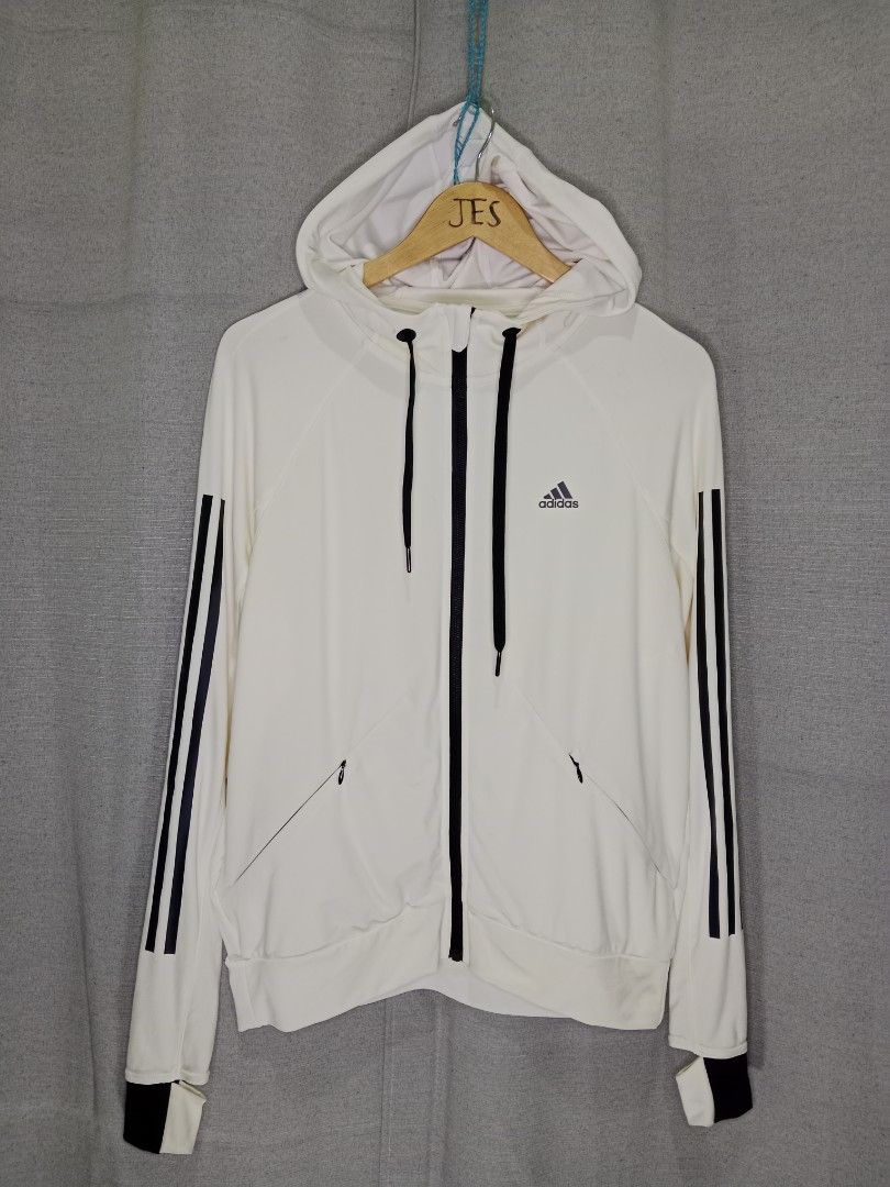 ADIDAS 3 STRIPES CLIMALITE JACKET w HOOD (Category: Coats, Jackets and Outerwear) located in Polomolok. Submitted by getyoswagz03 (Listing ID 1438210345, Image 1). Description: CREAM WHITE COLOR WAY AUTHENTIC WIDTH - 22in LENGTH - 25in EXCELLENT NEED WASH NO MAJOR ISSUE JUST NEED WASH 📌LOCAL SHIPPING (JNT) 🌐INTERNATIONAL SHIPPING DM ME FOR RATES.