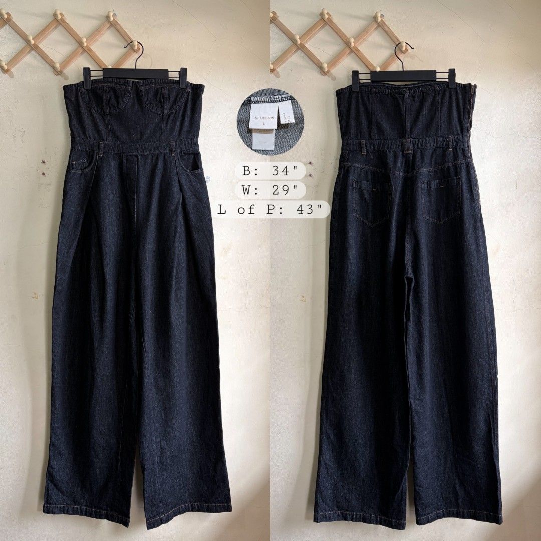 Alice & W Raw Denim Jumpsuit (Category: Jumpsuits) located in Bulacan. Submitted by vicpicks (Listing ID 1438220336, Image 1). Description: Alice & W Raw Denim Jumpsuit Bust: 34" Waist: 29" Length of Pants: 43" Mode of Delivery: J&T Express, Lalamove Mode of Payment: Gcash, BDO 📍 Bulacan.