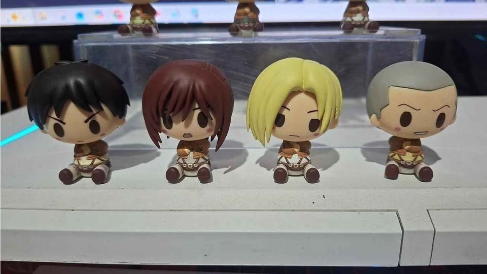 Attack on Titan Chibi Figurines (Category: Figurines & Statues) located in Imus. Submitted by ToyBlazePH (Listing ID 1438216909, Image 3). Description: - AAttack on Titan Chibi Set of 6 - Characters: Eren, Mikasa, Annie, and Reiner - Features a sitting pose - Highly detailed - Perfect for Attack on Titan fans and collectors.