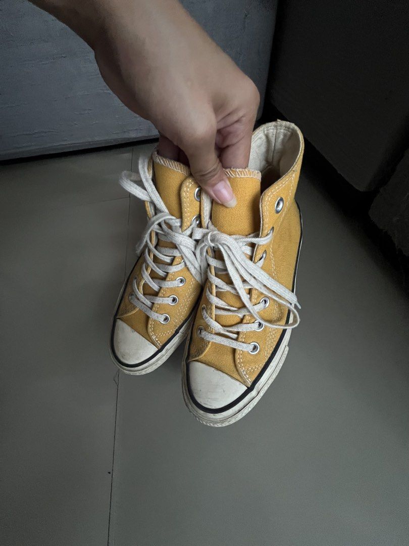 Authentic Mustard Chuck Taylor Converse (Category: Sneakers) located in Dasmarinas. Submitted by ryewithane (Listing ID 1438119927, Image 1). Description: Good as new, 2 times lang nagamit. RFS: decluterring open for nego!.