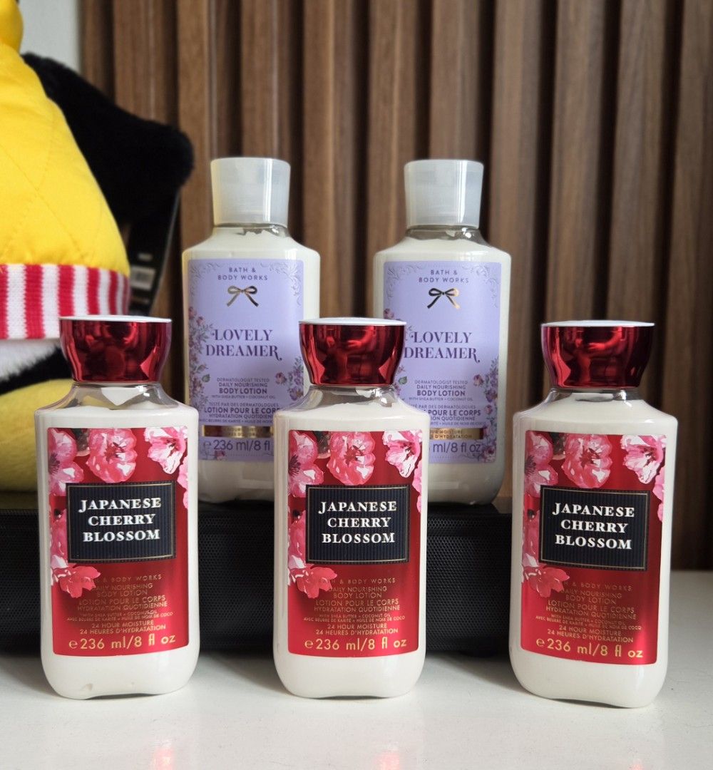 Bath & Body Works Body Lotion (Category: Body Care) located in San Juan City. Submitted by mjdeclutters (Listing ID 1434533585, Image 3). Description: Assorted Bath & Body Works body lotions. Japanese Cherry Blossom Pretty as a Peach In the Stars Pearberry Lovely Dreamer Watermelon Mojito Pink Chiffon and Sun Shine Mimosa. 2 available for In the Stars and Lovely Dreamer Each bottle contains 236ml/8 fl oz..