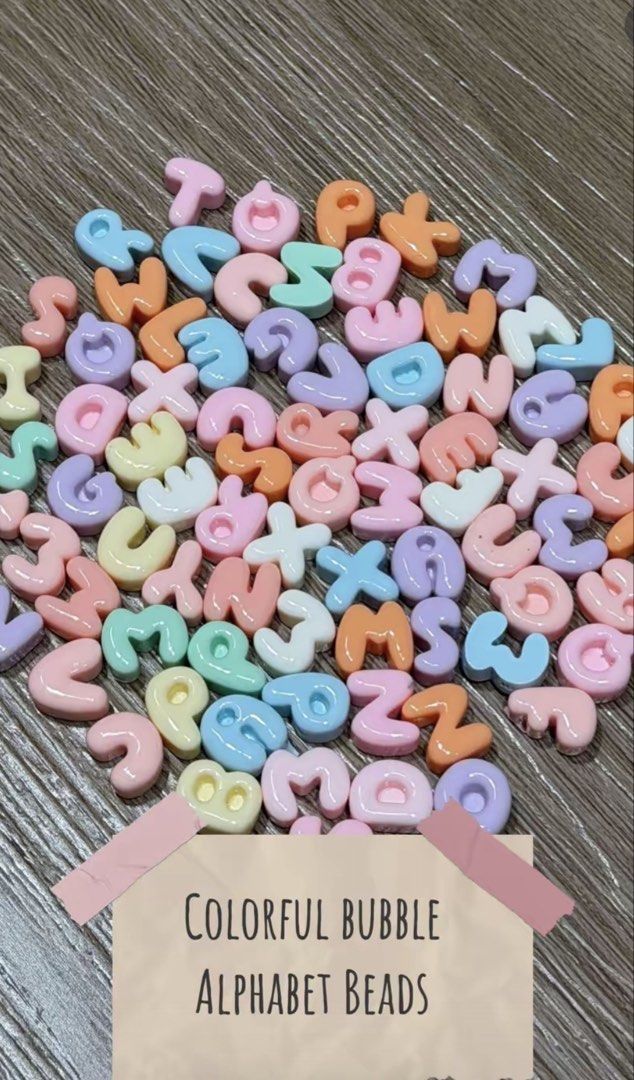 Beads Bundle - Assorted Types (Category: Craft Supplies & Tools) located in Singapore. Submitted by smileymylie (Listing ID 1438296789, Image 4). Description: Variety of beads for crafting! Includes furry pom pom beads, black and gold alphabet beads, colorful bubble alphabet beads, silver cube alphabet beads, food charms, metal beads and acrylics. All items in the post are included for the listed price. Self collect only Beads and craft supplies.
