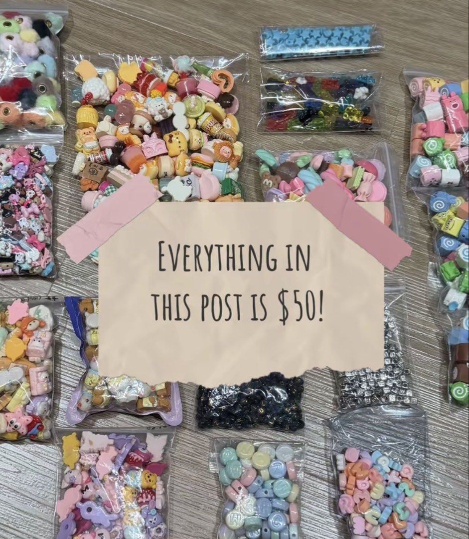 Beads Bundle - Assorted Types (Category: Craft Supplies & Tools) located in Singapore. Submitted by smileymylie (Listing ID 1438296789, Image 1). Description: Variety of beads for crafting! Includes furry pom pom beads, black and gold alphabet beads, colorful bubble alphabet beads, silver cube alphabet beads, food charms, metal beads and acrylics. All items in the post are included for the listed price. Self collect only Beads and craft supplies.