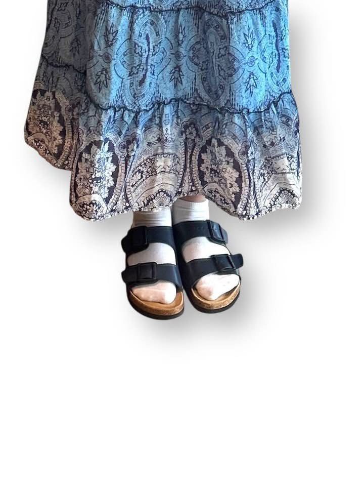 Birkenstocks Arizona Sandals (Category: Slippers & Slides) located in Makati City. Submitted by nooktown (Listing ID 1438242275, Image 2). Description: Birkenstocks Arizona Sandals • navy blue - size 38 only available • brand new • 1 pair left flaw: damaged shoebox.