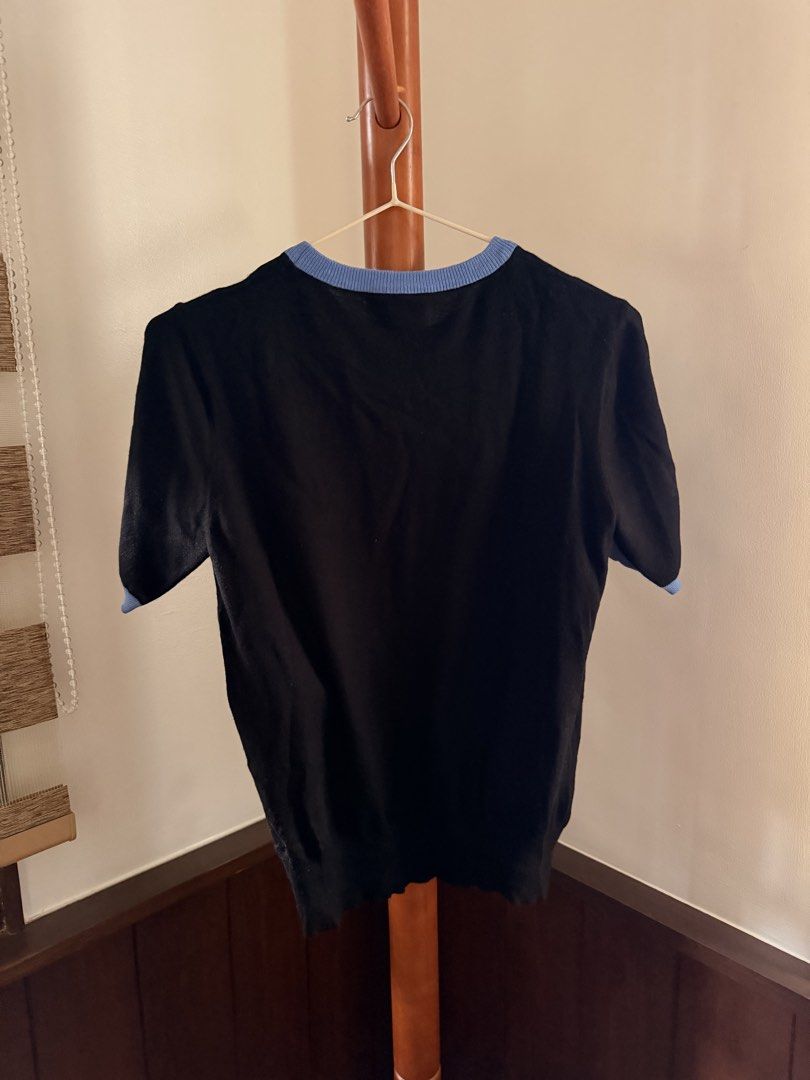 Black and Blue Knitted Shirt (Category: Shirts) located in Binan City. Submitted by ishnaaa (Listing ID 1438141205, Image 2). Description: - lightly used - no flaws - size XL based on tag - Delivery via lalamove, sf c/o buyer.