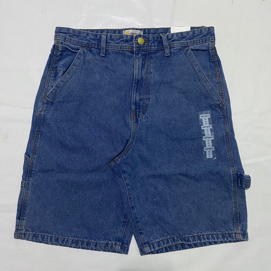 Carhartt Denim Carpenter Shorts (Category: Shorts) located in Manila. Submitted by emjaytricks (Listing ID 1438248285, Image 2). Description: - Authentic Carhartt carpenter shorts - Classic blue denim wash - Made in the USA - Multiple pockets, including carpenter pocket - Carhartt logo patch - Brand new with original tags.