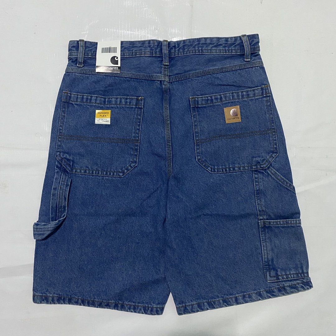 Carhartt Denim Carpenter Shorts (Category: Shorts) located in Manila. Submitted by emjaytricks (Listing ID 1438248285, Image 1). Description: - Authentic Carhartt carpenter shorts - Classic blue denim wash - Made in the USA - Multiple pockets, including carpenter pocket - Carhartt logo patch - Brand new with original tags.