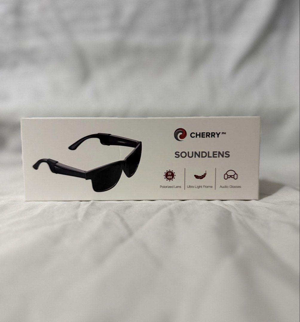 Cherry Soundlens 2-in-1 Bluetooth Glasses (Category: Sunglasses & Eyewear) located in Taguig. Submitted by onlyrovzky (Listing ID 1438241280, Image 1). Description: Brand New 1pc Onhand Original Price: ₱1,490 2-in-1 Bluetooth Glasses Ultra Light Frame UV Rating: 400 Excellent Sound Quality Long Battery Life Type-C Charging Location: Taguig City MOP: GCash / BDO Available for meet-up and delivery.
