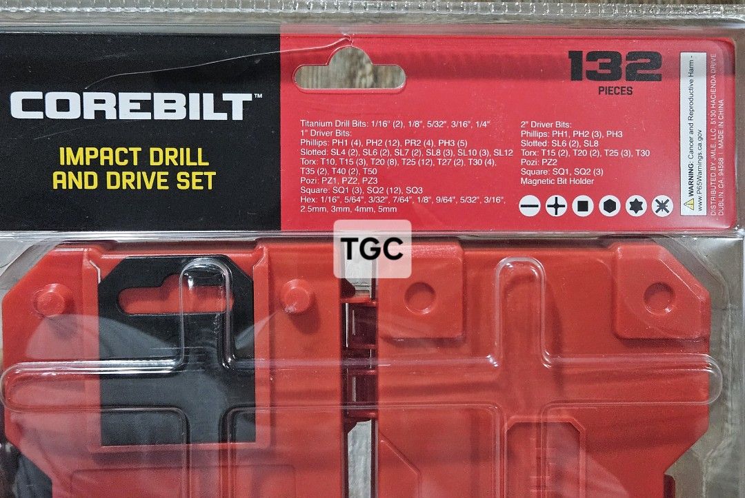 Corebilt 132 Piece Impact Drill Bit and Drive Set (Category: Construction Tools & Equipment) located in Makati City. Submitted by thegarajeclub (Listing ID 1438224438, Image 2). Description: Brand new! - 132-piece Core Built drill bit and drive set - Features titanium drill bits - Includes driver bits and magnetic bit holder - Contains slotted, Phillips, and square bits - Suitable for diverse drilling and driving applications.