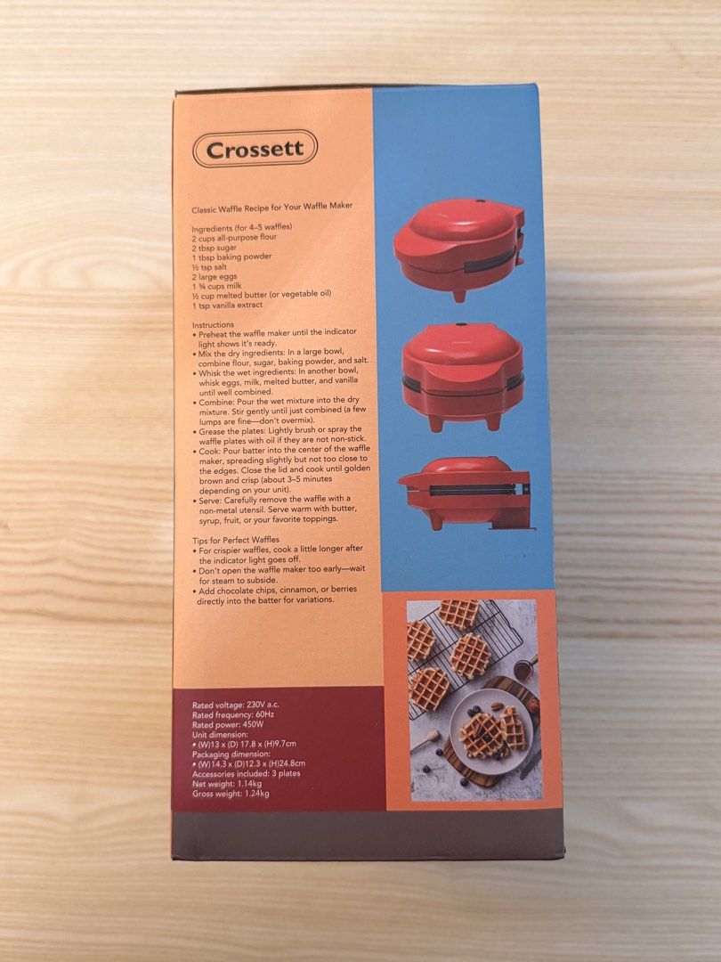 Crossett Waffle Mate CTCS-226 | Waffle Maker (Category: Other Kitchen Appliances) located in Taguig. Submitted by flrncd (Listing ID 1438157720, Image 2). Description: Selling this brand new waffle maker as I already have a bigger waffle maker at home, so this unit has never been opened or used. Selling for P1,300 Original price: P1,995 from True Value Details: * Brand new, never opened/never used * Comes with original box * Compact waffle maker 