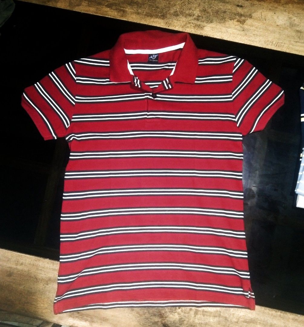 Cubic Collection Striped Polo Shirt - Small (Category: Tshirts & Polo Shirts ) located in Kapalong. Submitted by clinton_424 (Listing ID 1438233308, Image 2). Description: - Cubic Collection polo shirt - Red and white stripes - Classic collar - Short sleeves - Button-up placket - Size: Small - Condition: Good.