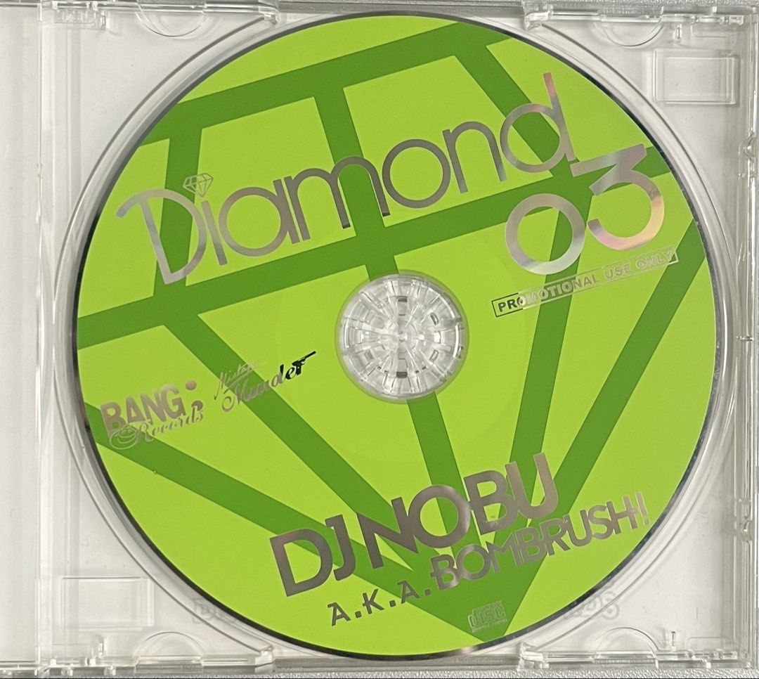 DJ Nobu A.K.A. Bombrush! Diamond 3 CD (Category: CDs & DVDs) located in Pasig City. Submitted by coolbreeze872 (Listing ID 1438212172, Image 3). Description: - "Diamond 3" CD by DJ Nobu A.K.A. Bombrush! - Features tracks from artists like Mario, Rihanna, Usher, Gwen Stefani, Amy Winehouse, Ne-yo, R Kelly, Akon - Comes in its original jewel case. - The disc is green with the title and artist's name. - Tracklist is printed on the back of the case..