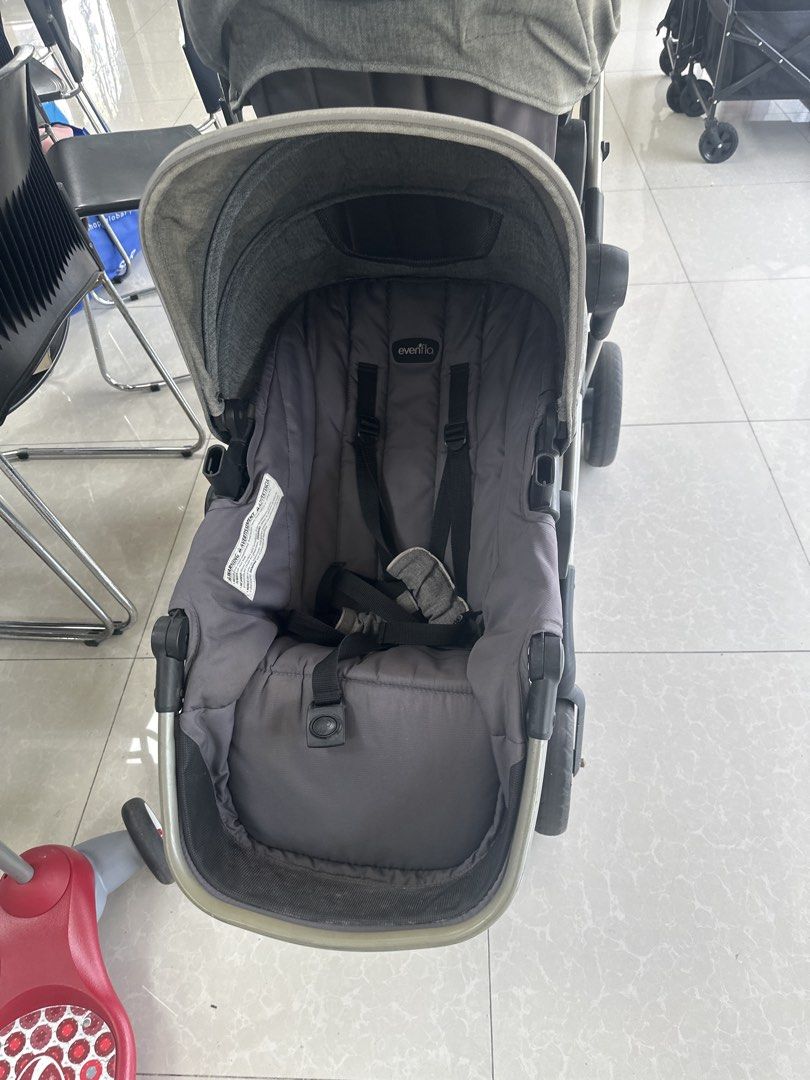 Evenflo Verano Stroller (Category: Strollers) located in Manila. Submitted by godinezcri59613 (Listing ID 1438120365, Image 1). Description: - Evenflo Verano stroller - Color: Gray - Features: - Canopy - Safety straps - Footrest - Cup holder - Sturdy frame - Comfortable seat - Suitable for everyday use - Intact wheels.