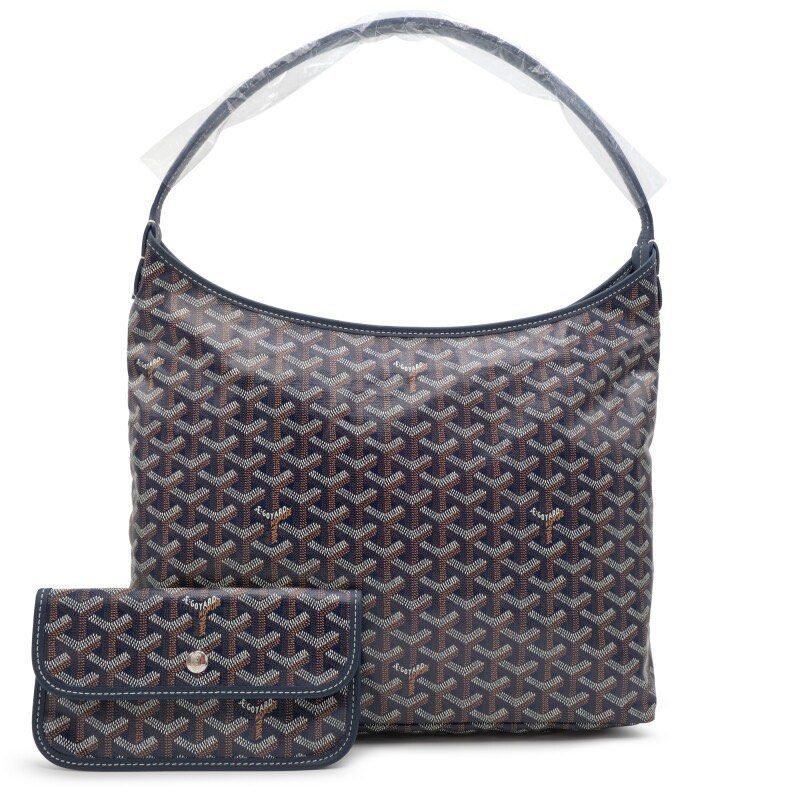 Goyard Hobo Bag (Category: Luxury Bags & Wallets) located in Taguig. Submitted by sourcedbym (Listing ID 1438113276, Image 1). Description: - Goyard Hobo bag and matching card holder. - Signature Goyardine pattern in navy and brown. - Hobo bag features a single shoulder strap. - Card holder with snap closure..