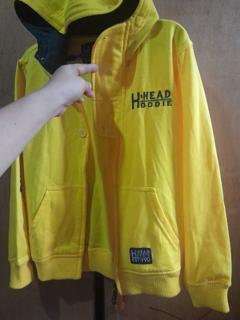 Hammer head Yellow Hoodie (Category: Babies & Kids Fashion) located in Manila. Submitted by maceler (Listing ID 1438123615, Image 2). Description: - Yellow hoodie jacket -medium on tag fit 7-10 yo - Soft material - Features a hood - Ribbed cuffs - Simple, versatile design - Solid yellow color.