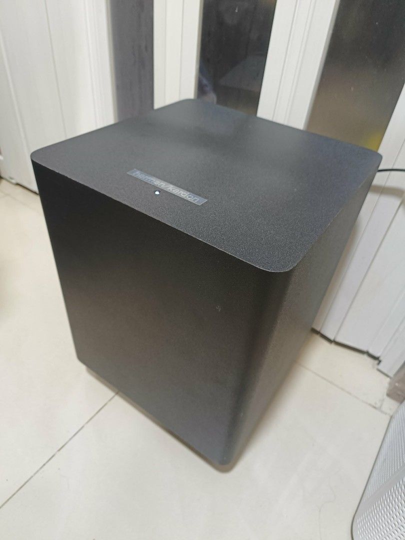 Harman Kardon HKTS 5 Subwoofer (Category: Soundbars, Speakers & Amplifiers) located in Angono. Submitted by annie07noel (Listing ID 1438272604, Image 3). Description: - Harman Kardon HKTS 5 subwoofer - Black color - Includes original manual - Model number clearly visible.
