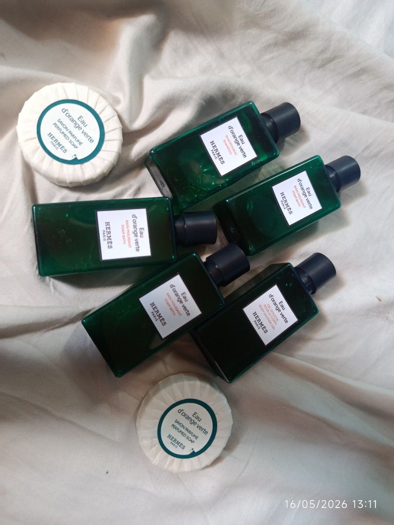 Hermes Eau d'Orange Verte Soap and Shower Gel (Category: Bath) located in San Juan, La Union. Submitted by roxannebri62274 (Listing ID 1438154576, Image 1). Description: - Hermes Eau d'Orange Verte Travel Set - Includes: 40ml Shower Gel & Perfumed Soap - Ideal for travel or as a gift - Both products feature the refreshing Eau d'Orange Verte fragrance -body wash -foam bath -shampoo -perfume soap 300 each 1,500 as set.