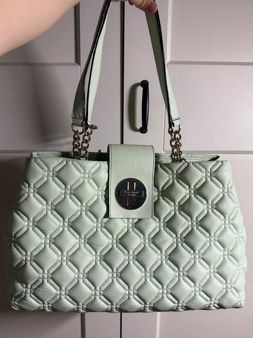 Authentic Kate Spade Shoulder Bag (Category: Luxury Bags & Wallets) located in Quezon City. Submitted by mnhipolito (Listing ID 1438284938, Image 1). Description: Brand New and Authentic Kate Spade Elena Astor Court Bag - Never used and comes with a Kate Spade Dust Bag - Color: Mint - Quilted design - Flap closure with metallic logo - Chain straps - Rectangular shape - Leather material RFS: This bag was only given but is not my type Price is slig