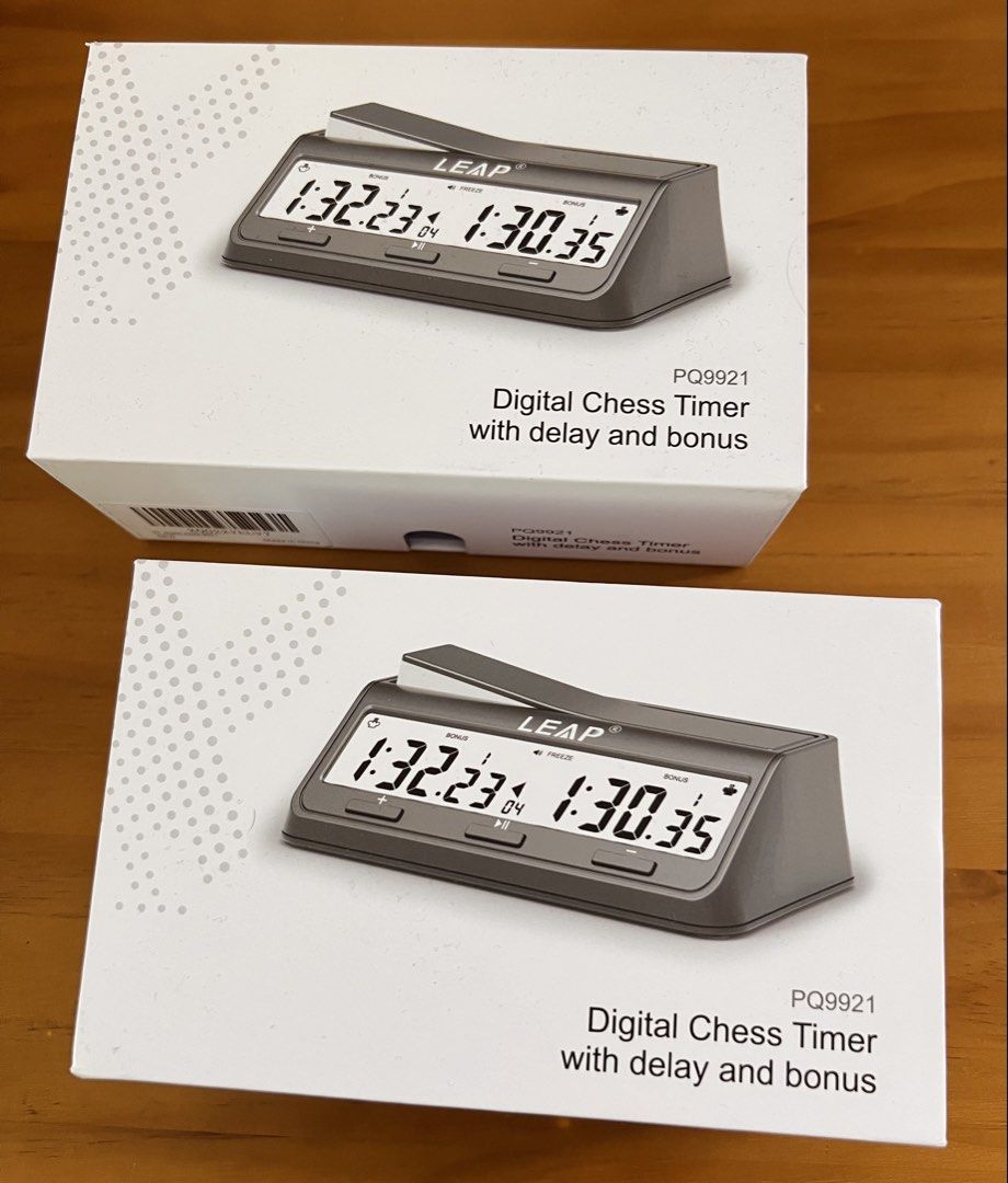 LEAP Chess Clock 9921 (Category: Clocks) located in Marikina City. Submitted by szqnhnmxjh25916 (Listing ID 1438172163, Image 1). Description: 1 item left! I purchased 2 of this from Amazon last April 2026, but it didn’t have a customizable Japanese byoyomi feature that I needed. I bought it for $29 (almost 1800php) and only tried to configure the time settings without actually using it in a game..
