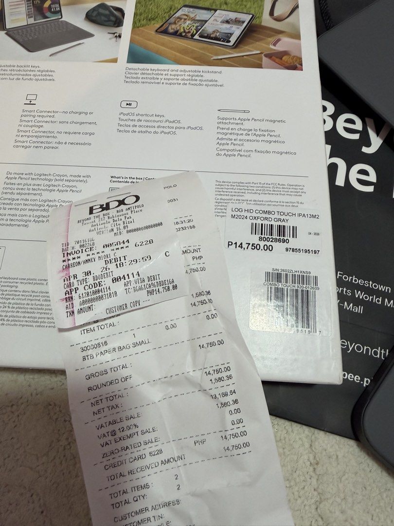Magic Keyboard Logitech (Category: iPad) located in Antipolo. Submitted by amcmarketing (Listing ID 1438215876, Image 3). Description: Selling my Magic keyboard, used once only. Just bought this last April 30 with receipt. Ipad 13inch.