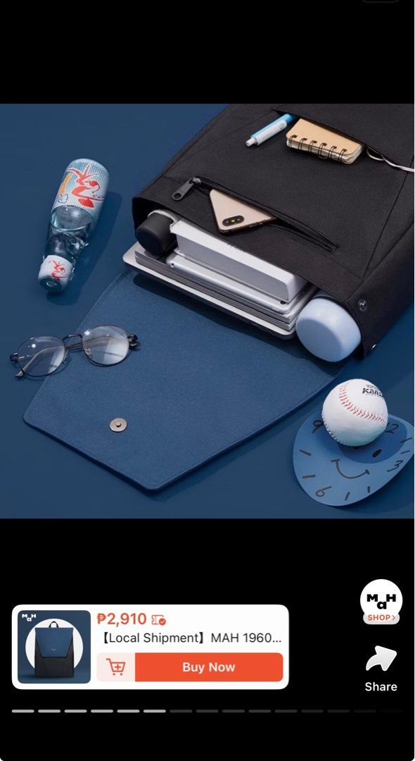 MAH 1960 Backpack (Category: Backpacks) located in Mabalacat. Submitted by favewears (Listing ID 1438264800, Image 3). Description: - MAH 1960 Backpack - Sleek design with flap closure - Fits a 14-inch laptop - Holds A4 textbooks - Room for phone, water bottle, and umbrella - Dimensions: 38cm x 29cm x 12cm - Perfect for daily use - color: black/l-grey.