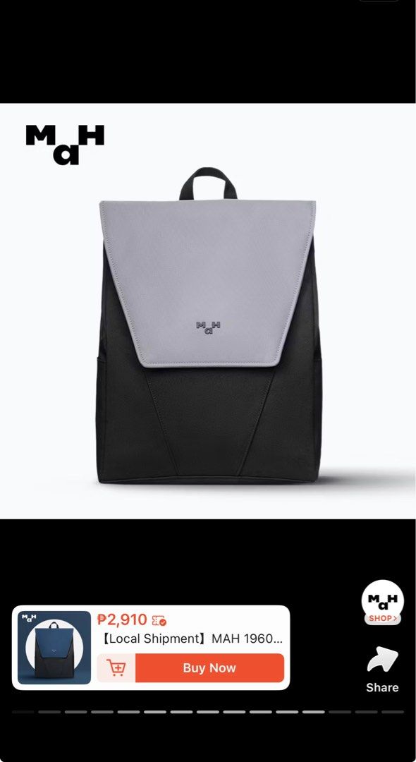 MAH 1960 Backpack (Category: Backpacks) located in Mabalacat. Submitted by favewears (Listing ID 1438264800, Image 1). Description: - MAH 1960 Backpack - Sleek design with flap closure - Fits a 14-inch laptop - Holds A4 textbooks - Room for phone, water bottle, and umbrella - Dimensions: 38cm x 29cm x 12cm - Perfect for daily use - color: black/l-grey.