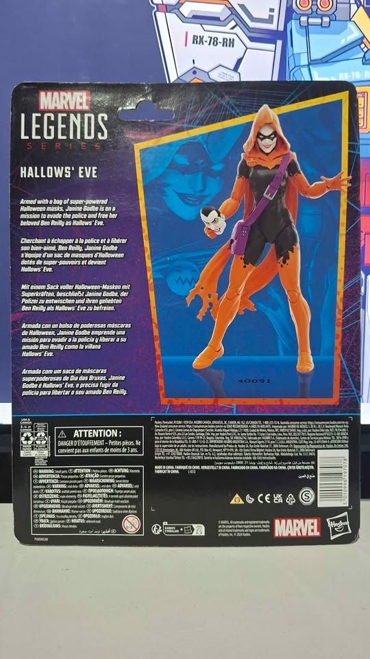 Marvel Legends Spider-Man Hallows' Eve Action Figure (Category: Figurines & Statues) located in Imus. Submitted by ToyBlazePH (Listing ID 1438213620, Image 2). Description: - Marvel Legends Spider-Man Hallows' Eve action figure. - Features a striking black and orange costume. - Includes a hood. - Comes with interchangeable hands and two alternate heads. - Part of the Legends Series. - Recommended for ages 4 and up..