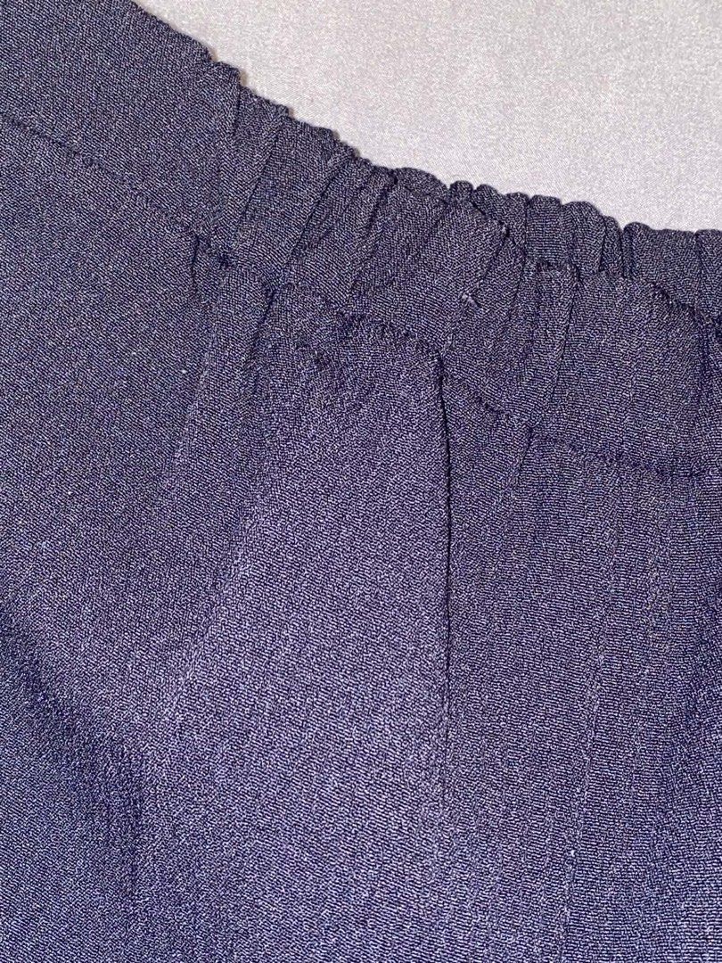 Navy Blue Elastic Waist Pants (Category: Other Bottoms) located in Silang. Submitted by b4wang (Listing ID 1438168122, Image 3). Description: - navy blue - Two front pockets - Straight leg cut - Lightweight, textured fabric - ankle length garter waist band 12” length 35”.