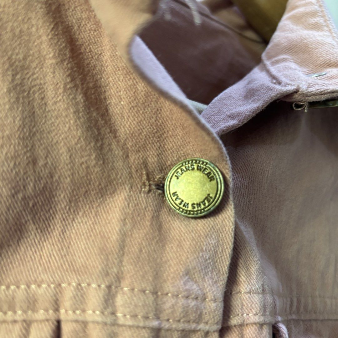 Pink Cropped Denim Jacket (Category: Coats, Jackets and Outerwear) located in Quezon City. Submitted by declutternami (Listing ID 1438204330, Image 2). Description: - Cropped denim jacket - pink rose color - Classic collar Size medium Loc: QC Pickup only.
