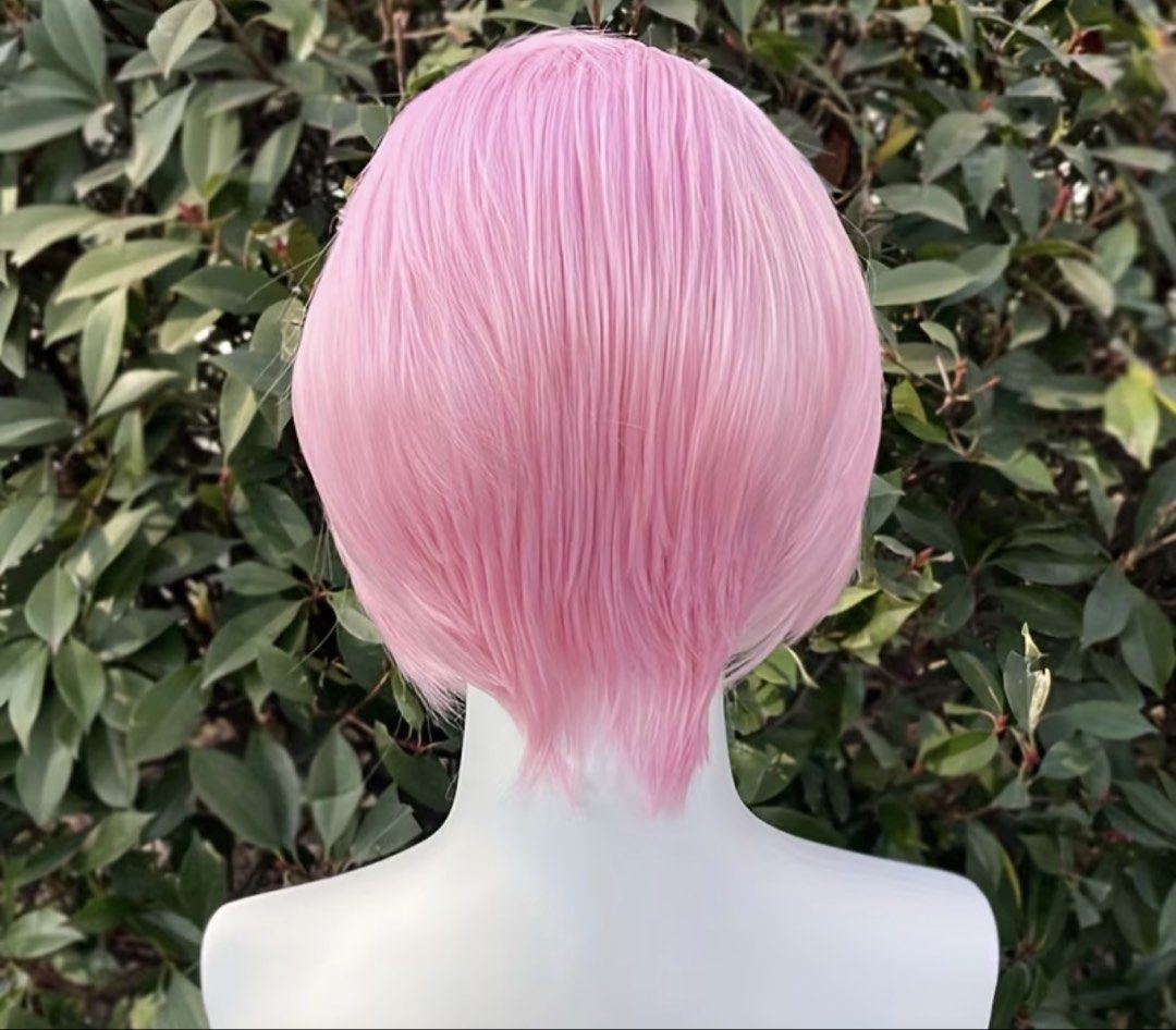 Pink Wig Men (Category: Caps & Hats) located in Bolinao. Submitted by jace.crvn (Listing ID 1438293840, Image 1). Description: - Style: Short pink brush up hair wig for men - Type: Lace front wig - Part: Side part - Hairline: Natural-looking - Color: Light pink with highlights - Style: Slight wave.