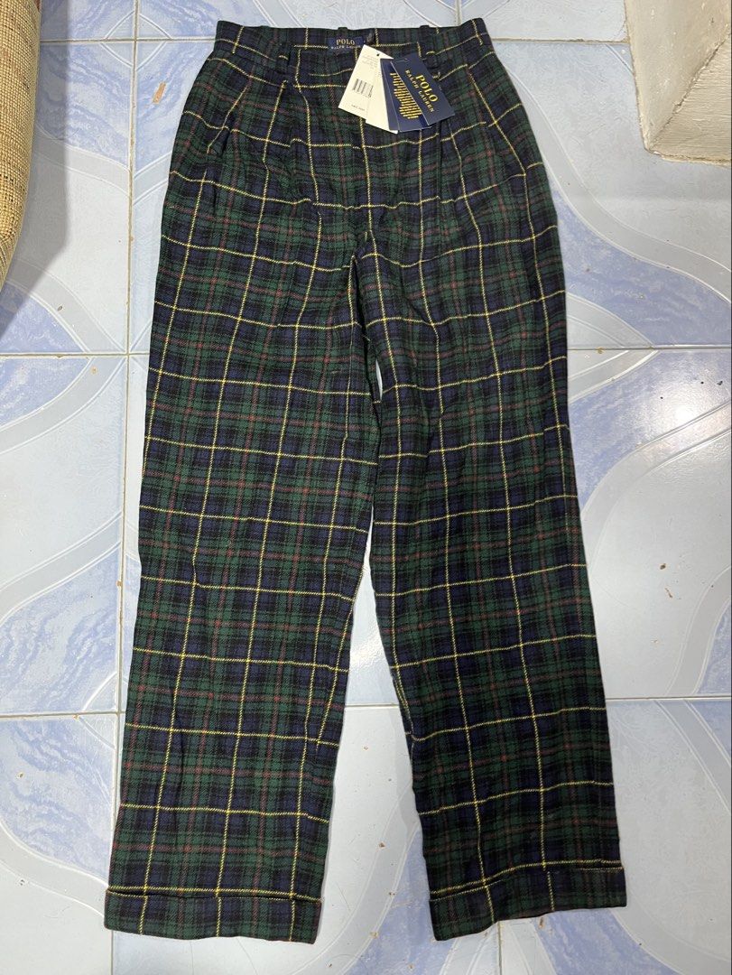 Polo Ralph Lauren Plaid Wool Pants (Category: Other Bottoms) located in Pasay City. Submitted by chokmvn (Listing ID 1438291586, Image 1). Description: Women’s Polo Ralph Lauren Plaid Wool Pants (Size 0) •Condition: 10/10 (Deadstock / New with Tags). •Retail Reference: HKD 3,890 (Approx. ₱28,000+). •Brand: Authentic Polo Ralph Lauren (Made in Portugal). •Pattern: Classic Black Watch Tartan (Green/Navy with Red/Yellow overcheck). •Material: 100% V