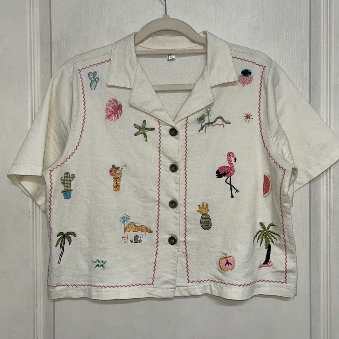 Preloved | BKK Light Green Embroidered Top (Category: Blouses) located in Caloocan City. Submitted by trisdeclutters (Listing ID 1438189210, Image 1). Description: Last price already Bust: 38" Length: 17.5" Lukutin so need plantsahin lagi No flaws, used 3x only Orig price: ₱700 ‼️no reservations, exchange, cancellation, return, refund‼️.