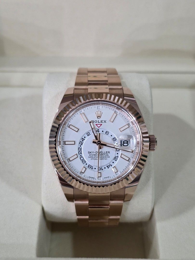 Rolex Sky Dweller Rose Gold (Category: Luxury Watches) located in Mandaluyong City. Submitted by shobeywatch (Listing ID 1438299336, Image 1). Description: Rolex Sky Dweller Rose Gold Ref. 326935 Bnew 2023 SRP: 3.6m ig shobeywatch.