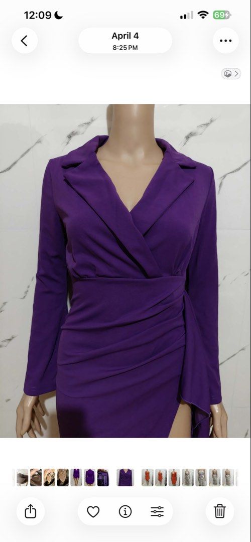 Shein violet elegant dress (Category: Dresses) located in Cebu City. Submitted by vedazzle (Listing ID 1438142904, Image 3). Description: 📍Best fit xs-small size 📍Very pretty in actua 📍Never worn. Wrong size.