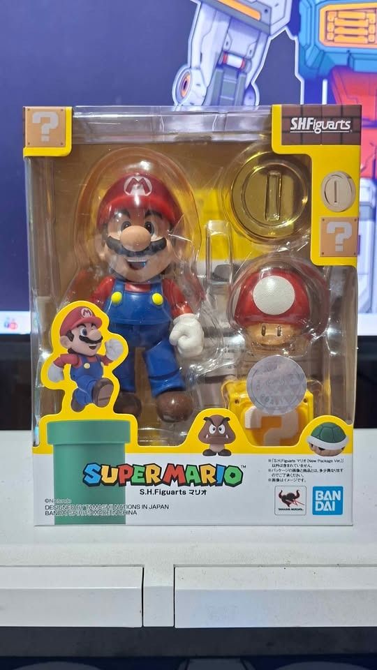 s.h.figuarts Super Mario Action Figure (Category: Figurines & Statues) located in Imus. Submitted by ToyBlazePH (Listing ID 1438213778, Image 1). Description: - S.H.Figuarts Super Mario action figure - Includes: Mushroom, Coin, Question Block - Original packaging - Made in Japan by Bandai.