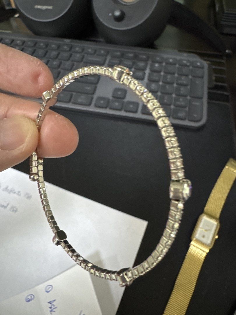 Silver Bracelet with Crystals (Category: Bracelets) located in Quezon City. Submitted by vsaint (Listing ID 1438160776, Image 2). Description: - Silver bracelet with sparkling crystals - Delicate, flexible design - Bangle-style - Crystals set along the length.